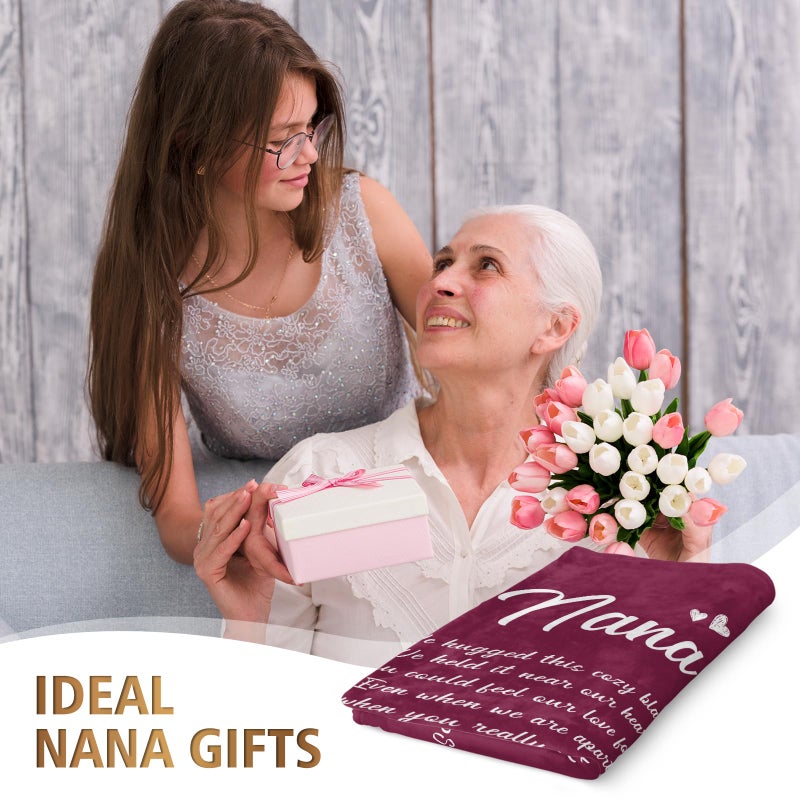 Afterprints Afterprints Nana Gifts  Nana Blanket with Flowers and Letter Print  Nana Birthday Gifts  Gifts for Nana from Grandkids on Christmas  Grandparents Day  Soft Throw Blankets 50"" x 60""  - Image 2