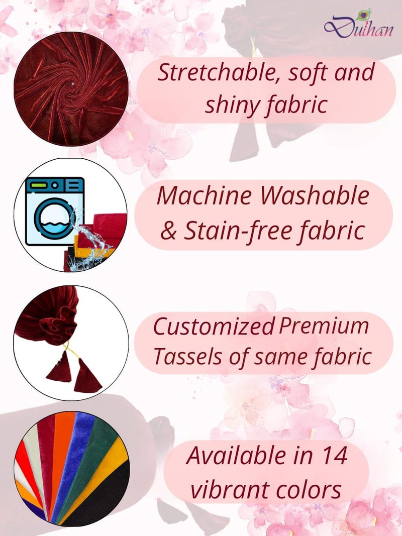 Dulhan Creations Soft and Bright Solid Color Velvet Bolster Covers Set of 2 16 x 32 Wrinkle Free Bed Side Long Decorative Round Pillow Cover Cerise Pink Masand Khol for Living Room Diwan Set - Image 3