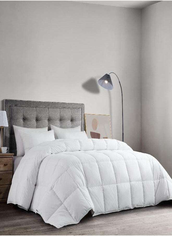 HOMBYS HOMBYS Oversized King 120" x 98" Feather and Down Comforter Duvet Insert,70 oz Premium Filling,100% Cotton Shell Down Proof with 8 Tabs (Palatial King,White)  - Image 1