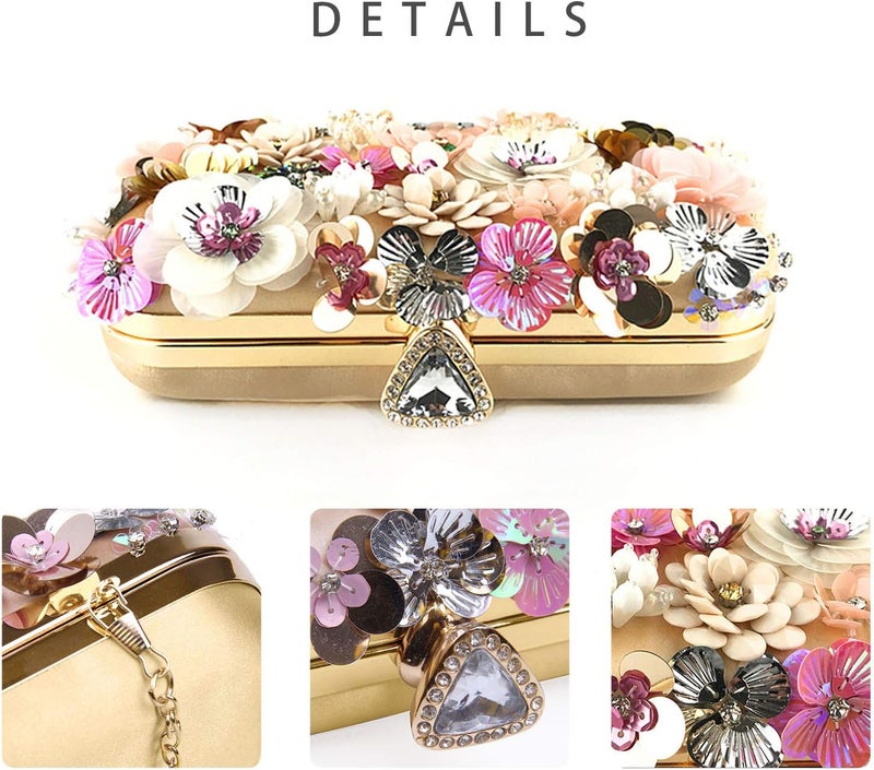 Lanpet Women Clutches Flower Evening Handbag Chain Strap Shoulder Bag - Image 5