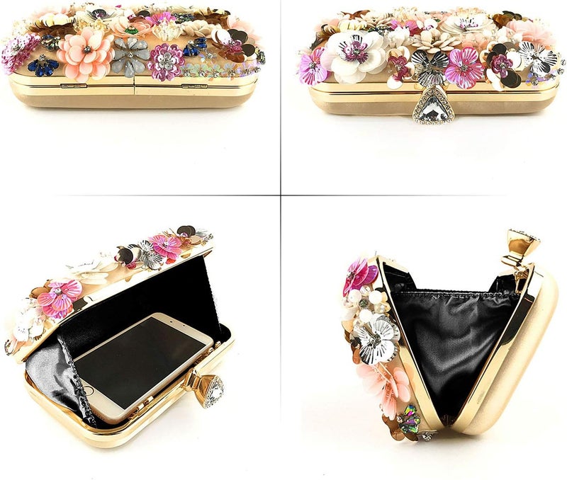 Lanpet Women Clutches Flower Evening Handbag Chain Strap Shoulder Bag - Image 4