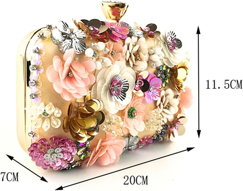 Lanpet Women Clutches Flower Evening Handbag Chain Strap Shoulder Bag - Image 3
