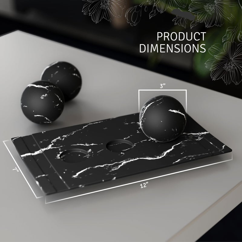 Creative Scents Black Marble Look Home Decor Bowl and Orb Set - Coffee Table Decor for Living Room - Centerpiece Table Decorations for Dining Table, Kitchen Counter, Foyer - Elegant House Decoration - Image 3