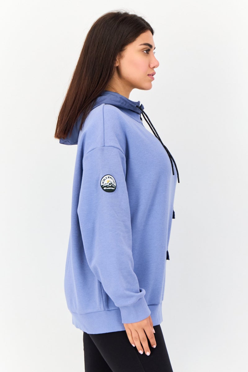 GIORDANO G-Motion Women Sportswear Fit Long Sleeves Outdoor Hoodie, Blue - Image 4