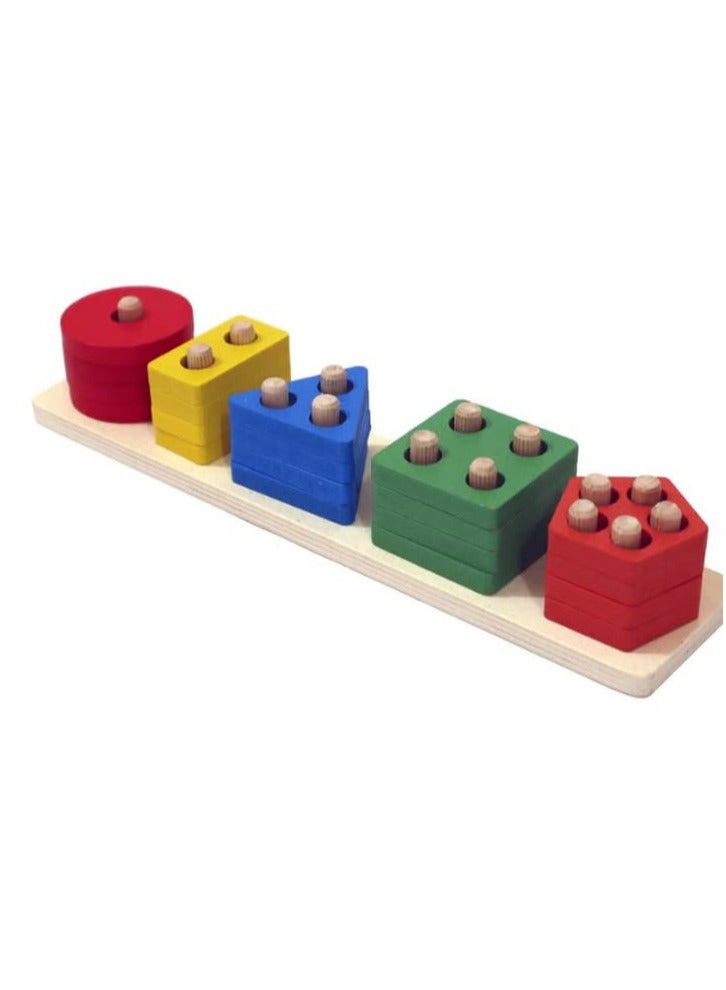 Ø£Ù„Ø¹Ø§Ø¨ ØªØ¹Ù„ÙŠÙ…ÙŠØ© ÙˆØªØ¹Ù„Ù…ÙŠØ© Ù…Ù† Ù…Ø¬Ù…ÙˆØ¹Ø© Grizzly Wooden Geometric Shapes Matching 5 column blocks - Image 2