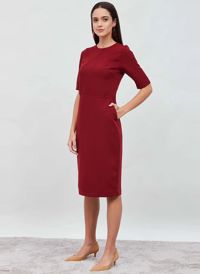 Salt Attire  SALT ATTIRE Maroon Round Neck Sheath Dress for Women | Best Price UAE