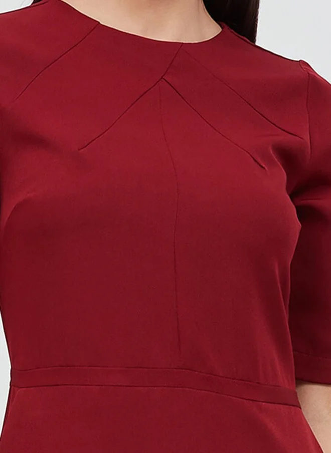 Salt Attire SALT ATTIRE Maroon Round Neck Sheath Dress