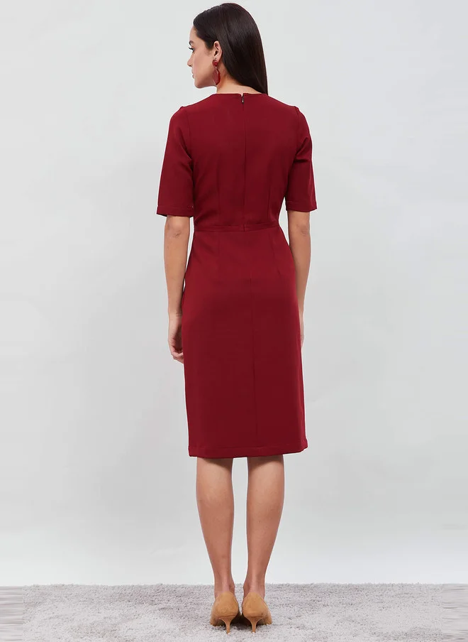 Salt Attire  SALT ATTIRE Maroon Round Neck Sheath Dress for Women | Best Price UAE