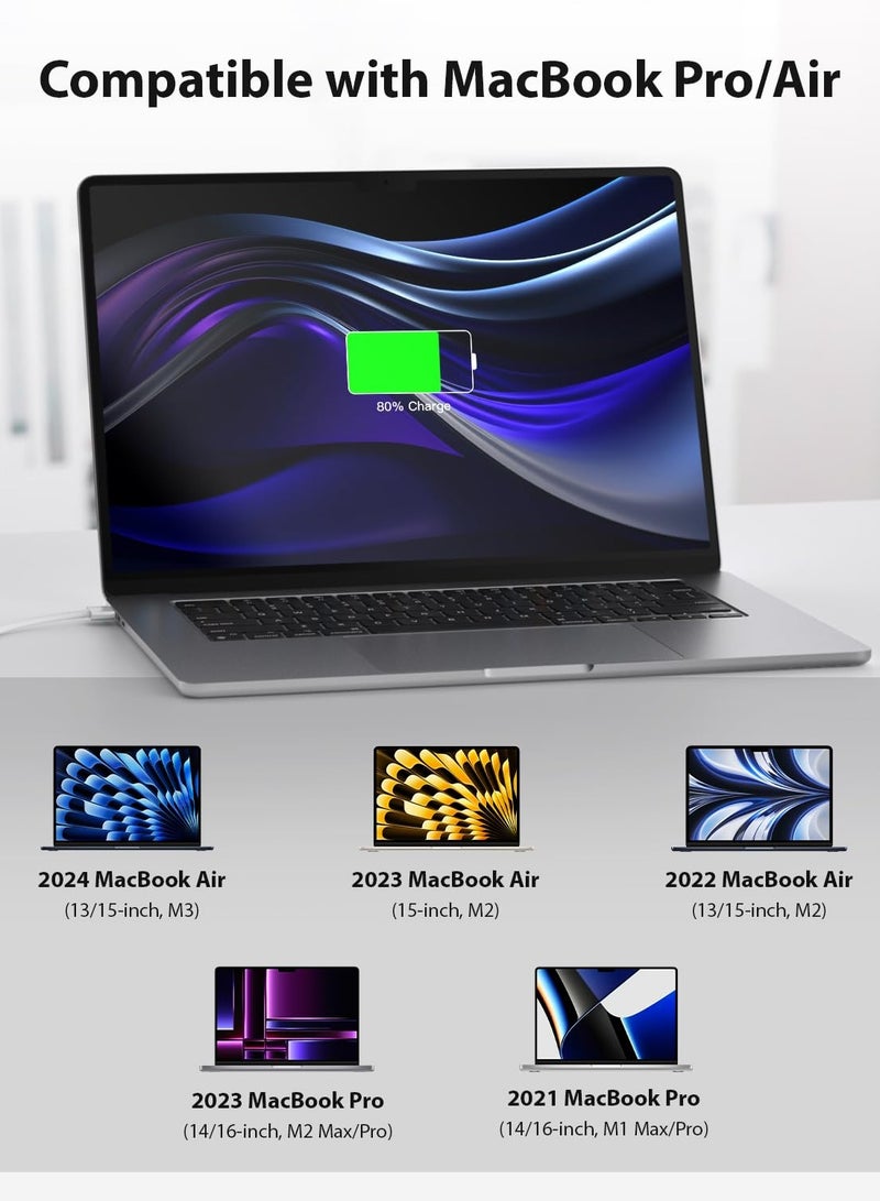 ARNOTEC USB C to Magnetic 3 Cable 140W PD Fast Charging, 2M Nylon Braided Magnetic USB-C Charger Cable with LED Indicator, Compatible with MacBook Pro M1/M2/M3/M4 (14"/16"), MacBook Air (13"/15") 2021-2025 - Image 3