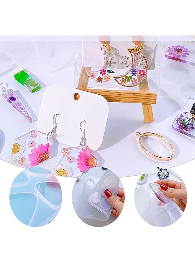 مجموعة قوالب مجوهرات السيليكون DIY مع أنماط هندسية وزهرية على شكل قلب الحب - Image 3
