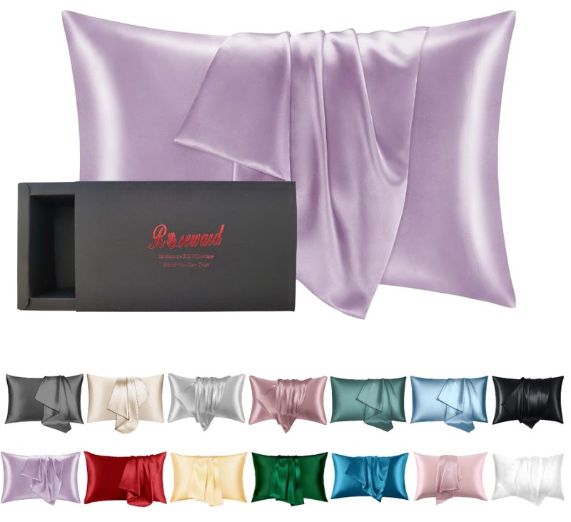 ROSEWARD Pure Mulberry Silk Pillowcase King Size for Hair and Skin Made in USA  Real 22 Momme Purple Silk Pillow Cases with Zipper  Real Silk  Anti Wrinkle  Anti Aging  Anti Acne  1 Pc 20""x36"" (King  Purple) - Image 1