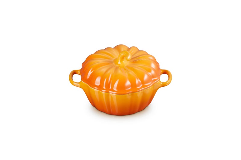 Le Creuset Stoneware Figural Pumpkin Petite Cocotte, 12 oz., Persimmon - Image 1