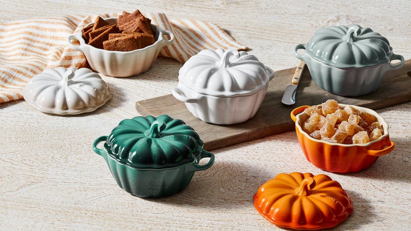 Le Creuset Stoneware Figural Pumpkin Petite Cocotte, 12 oz., Persimmon - Image 2