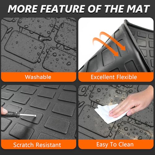 powoq Cargo Mat Compatible with 2018-2024 Chevy Traverse Trunk Liner TPE Cargo Liner Replacement for 2018 2019 2020 2021 2022 2023 2024 Chevy Traverse Accessories (Trunk Mat+Backrest Mat) - Image 5