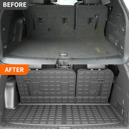 powoq Cargo Mat Compatible with 2018-2024 Chevy Traverse Trunk Liner TPE Cargo Liner Replacement for 2018 2019 2020 2021 2022 2023 2024 Chevy Traverse Accessories (Trunk Mat+Backrest Mat) - Image 3