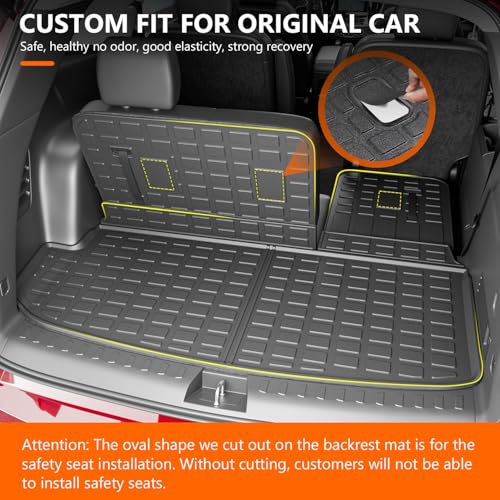 powoq Cargo Mat Compatible with 2018-2024 Chevy Traverse Trunk Liner TPE Cargo Liner Replacement for 2018 2019 2020 2021 2022 2023 2024 Chevy Traverse Accessories (Trunk Mat+Backrest Mat) - Image 2