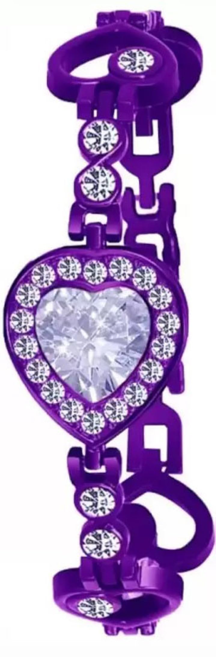 Acnos Polyurethane White Dial Purple Colors Diamond Analog Watch With Heart Bracelet For Girl Best Design Butterfly Combo 2 Pack Of 2, Purple Band - Image 2