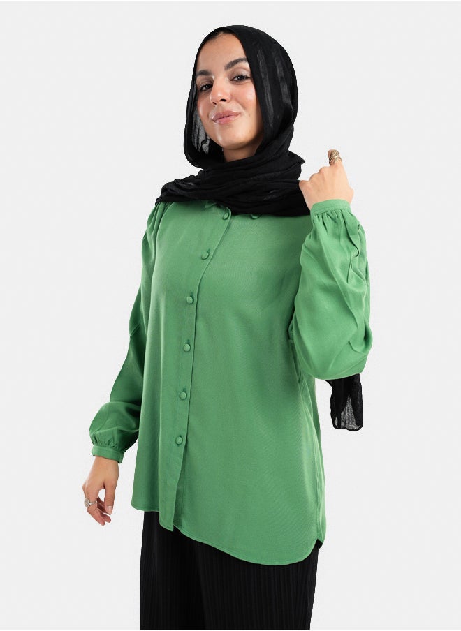 Clue - Long Puffy Sleeves Blouse - Image 1