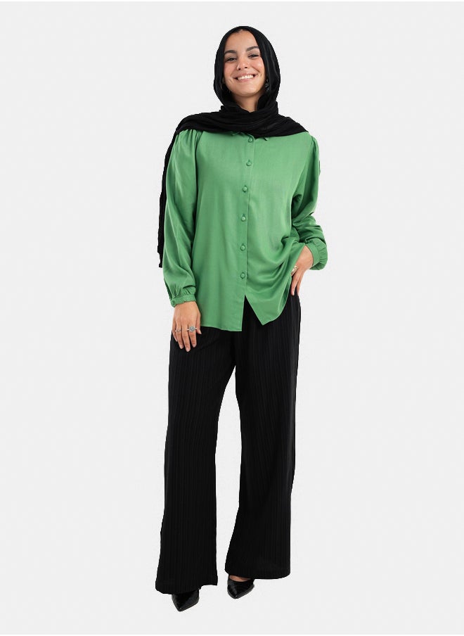 Clue - Long Puffy Sleeves Blouse - Image 1