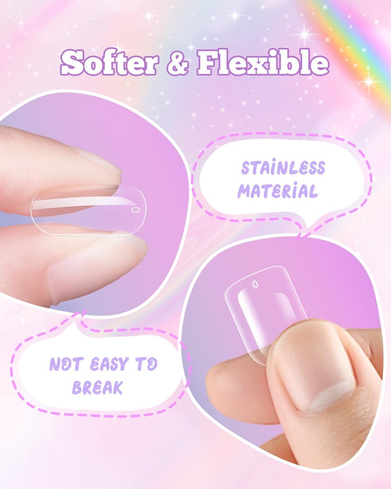 krofaue Kids Nail Tips - 240pcs Children Square Clear Press On Nails for Little Girls 10 Sizes Soft Gel Tips Extensions for DIY Decoration (9-12 years old) - Image 5