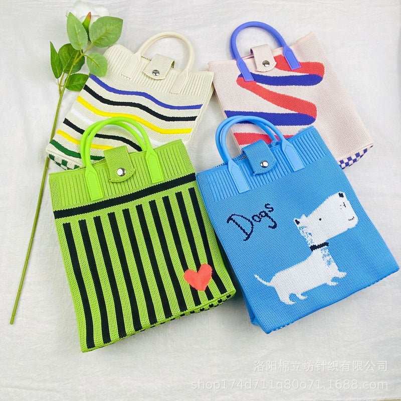 New Handbag Cartoon Bag Mini Knitted Bag Mobile Phone Bag Coin Purse Compact Portable Crossbody Bag Women'S Bag - Image 4