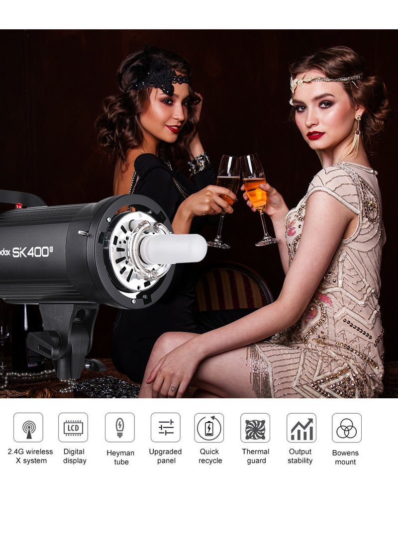 Godox - Professional Compact 400Ws Studio Flash Strobe Light Built-in Godox 2.4G Wireless X System GN65 5600K with 150W Modeling Lamp for E-commerce Product Portrait Lifestyle Photography - Image 1