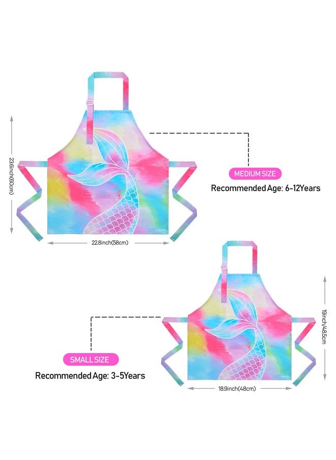 Sylfairy - Aprons For Kids Girls Rainbow Unicorn Apron Children Kitchen Chef Aprons Smock (Mermaid, Small,3-5Years) - Image 1