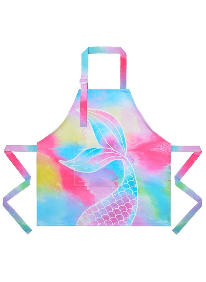 Sylfairy - Aprons For Kids Girls Rainbow Unicorn Apron Children Kitchen Chef Aprons Smock (Mermaid, Small,3-5Years) - Image 1