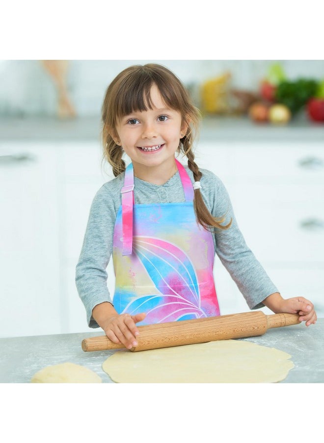 Sylfairy - Aprons For Kids Girls Rainbow Unicorn Apron Children Kitchen Chef Aprons Smock (Mermaid, Small,3-5Years) - Image 1