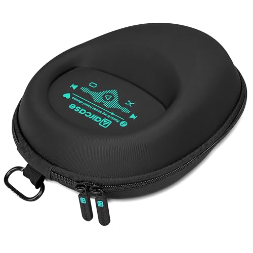 AirCase EVA Hard Shell Headphone Carrying Case for Over-Ear Headphones | Shockproof, Water-Repellent, Anti-Pressure Travel Protective Pouch with Carabiner Hook – Universal Fit (Black) - Image 1