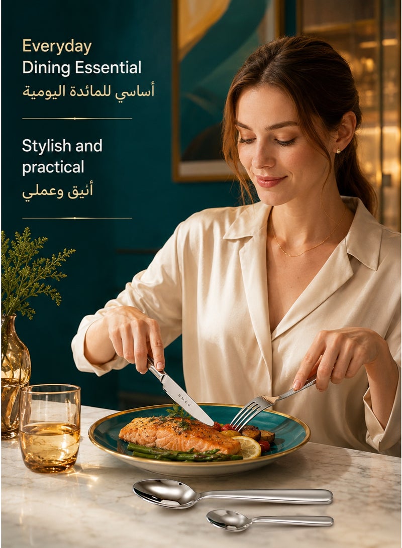 سميج طقم أدوات مائدة SMEG من الفولاذ المقاوم للصدأ، مكون من 4 قطع، مناسب للمطبخ المنزلي، المطاعم، الفنادق، الحفلات، النزهات. - Image 5
