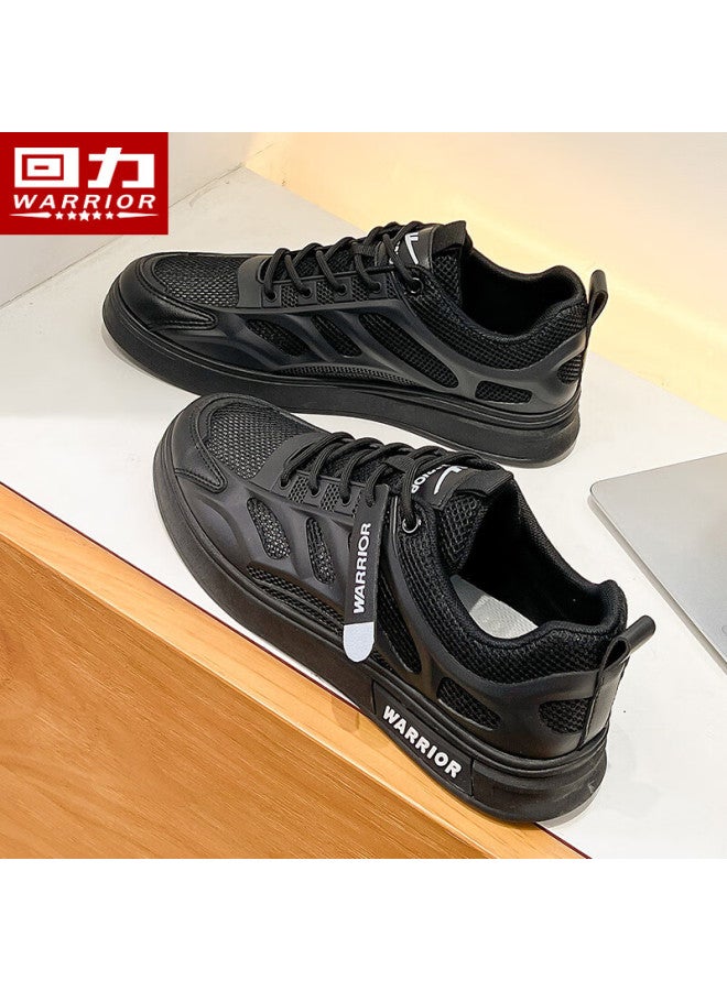 Pull Back Warrior Official Men's Mesh Shoes Men's Summer Breathable Shoes Men Black 42 - Image 1