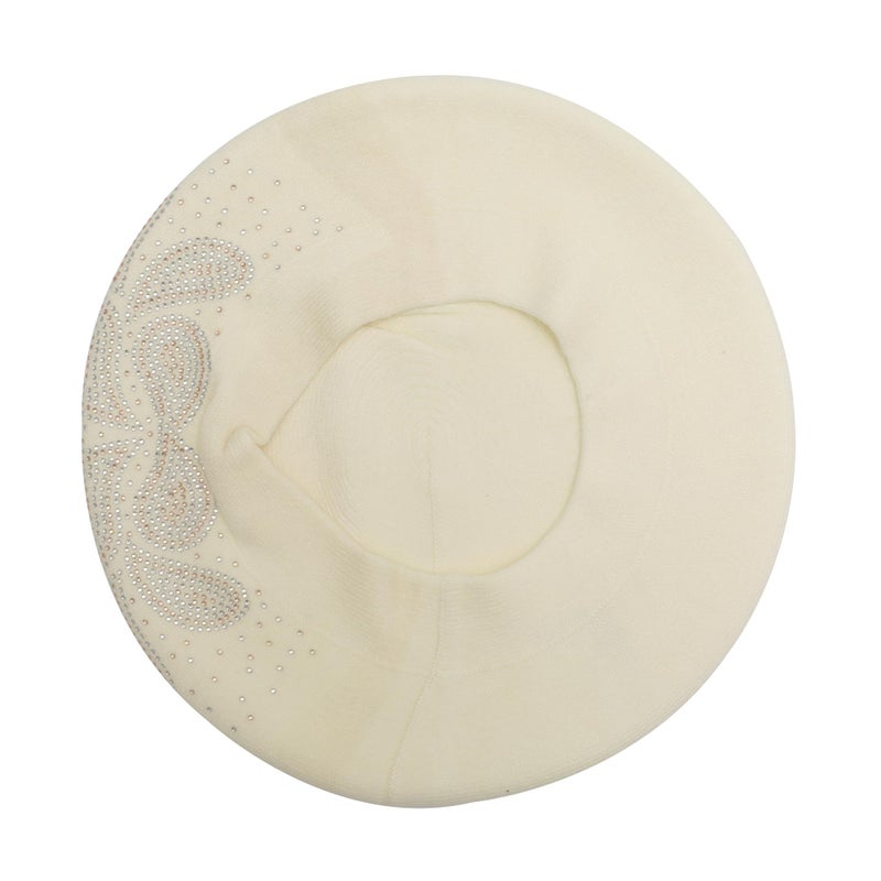 ZLYC Womens French Beret Hat Reversible Knitted Thickened Warm Cap for Ladies Girls (Paisley White) - Image 4
