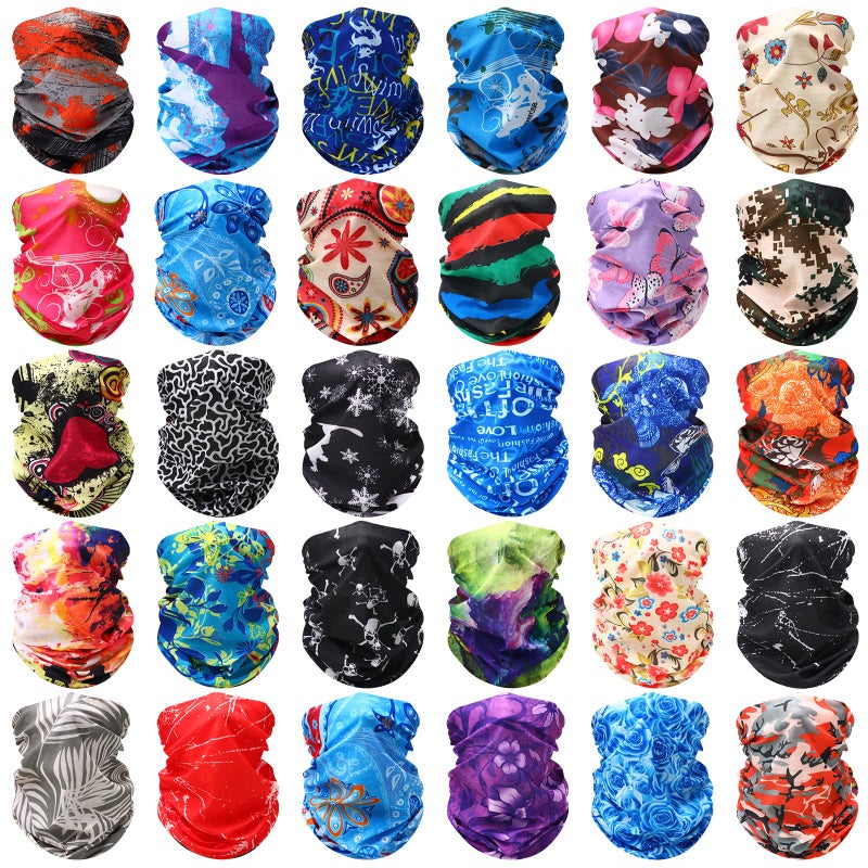 Tarpop 30 Pcs Neck Gaiters Scarf Elastic Wrap Headband Sweat Absorbing Bandana for Women Men Sports Yoga Running(Fresh Style) - Image 1