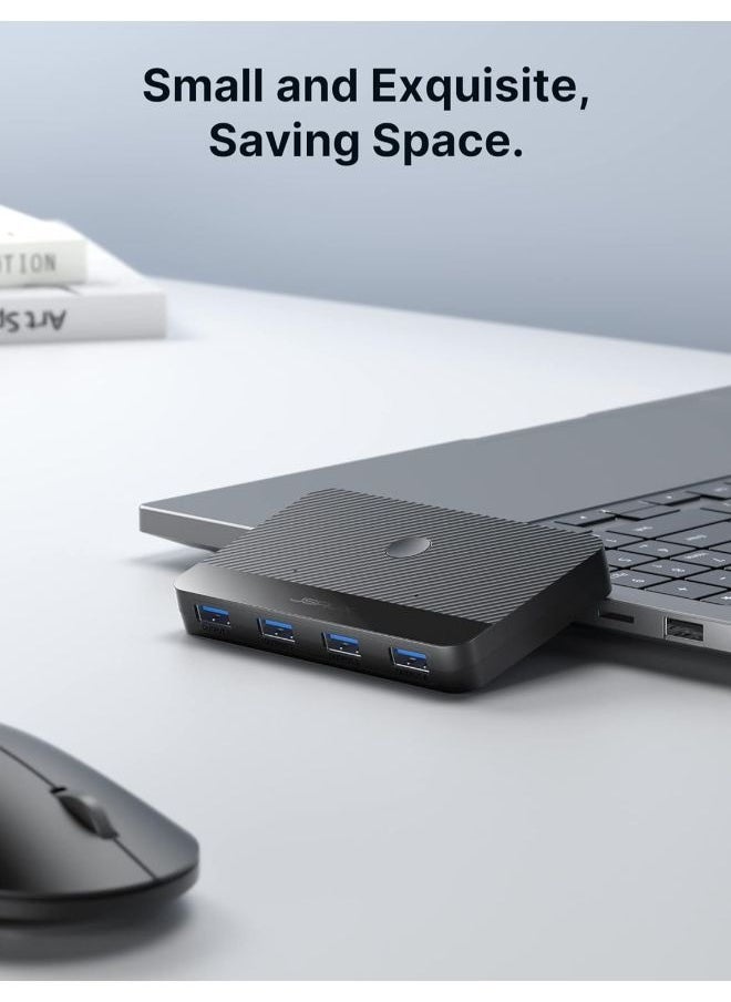 JSAUX - JSAUX  Usb 3.0 Switch, Usb switcher selector 2 computers sharing 4 USB devices KVM Switch Hub Adapter for Keyboard Mouse Printer Scanner U-Disk, Hard Drives, Compatible with Mac/Windows/Linux - Image 1