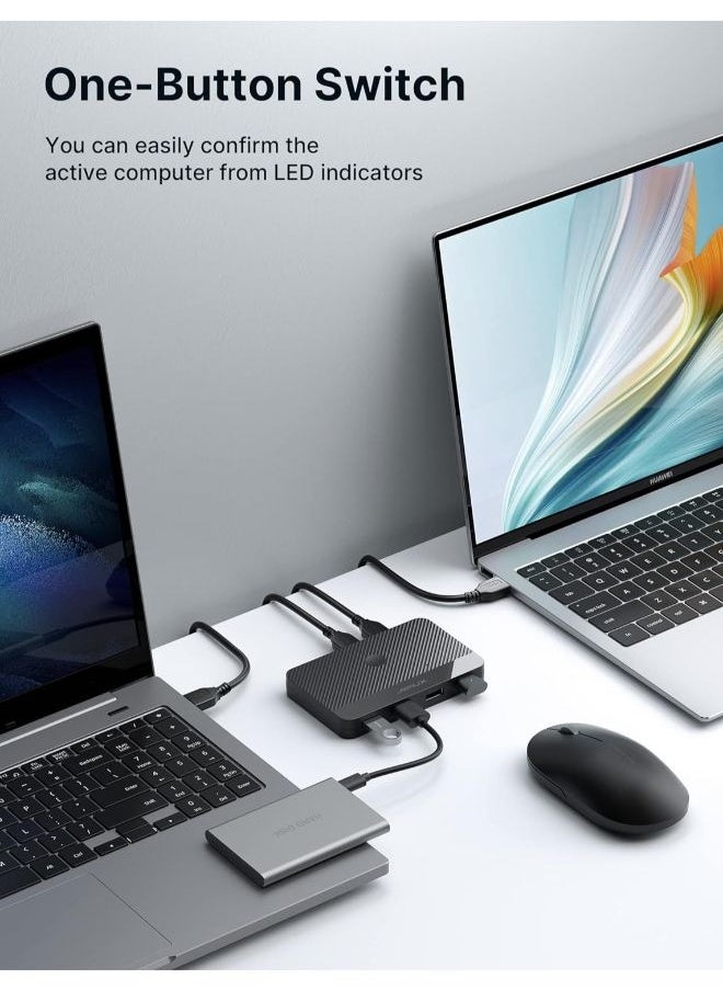 JSAUX - JSAUX  Usb 3.0 Switch, Usb switcher selector 2 computers sharing 4 USB devices KVM Switch Hub Adapter for Keyboard Mouse Printer Scanner U-Disk, Hard Drives, Compatible with Mac/Windows/Linux - Image 1