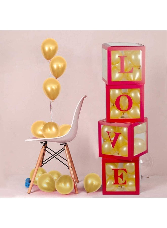 Valentine's Day Boxes Love Box with Letters 4 Clear Boxes with Letters Valentine's Day Party Decorations Valentine's Day Items (Red) Box - Image 2