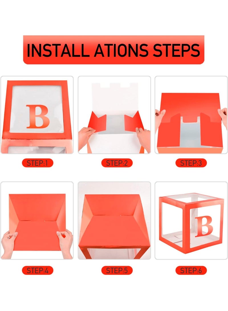 Valentine's Day Boxes Love Box with Letters 4 Clear Boxes with Letters Valentine's Day Party Decorations Valentine's Day Items (Red) Box - Image 5