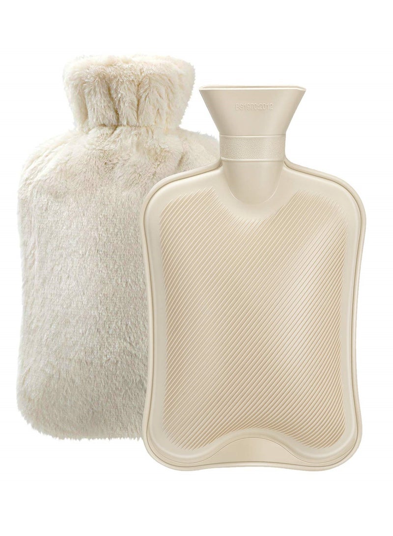 SYOSI 2l Rubber Hot Water Bottle with Soft Plush Cover, Menstrual Cramp Relief, Pain Relief for Neck, Shoulders, Feet, Hot Pack for Women and Girls  - Image 1