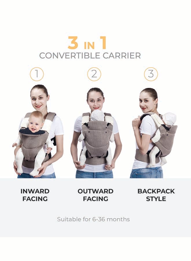 Nurtur Nurtur Willow Deluxe Mesh Infant Baby Carrier – Premium Fabric, Dual-Facing Comfort, Adjustable Cushioned Straps - Anthracite  - Image 5