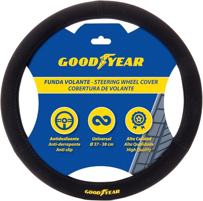Goodyear Alcantara Steering Wheel Cover Black Updated modern design - Image 1