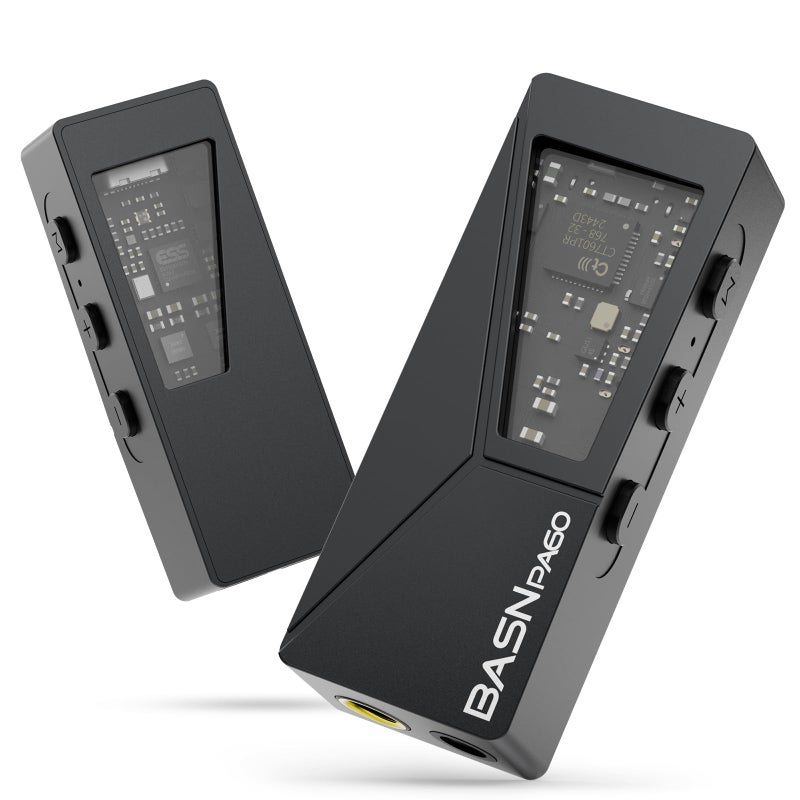 BASN PA60 Portable USB-C DAC Headphone Amplifier, Mini Decoder DAC Dongle ES9039Q2M Amp Support PCM32bit/768kHz DSD512 with 3.5mm and 4.4mm Output for Phone/Laptop/Music Players (Black, 3.5mm/4.4mm) - Image 1