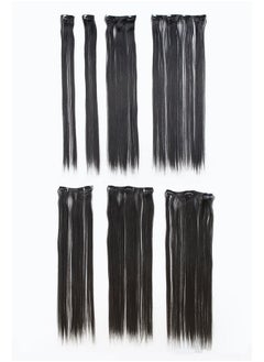 SWACC SWACC Women 22 Inches Straight Full Head 7 Separate Pieces Heat Resistance Synthetic Hair Clip in Hair Extensions (1B-Off Black)  - Image 3