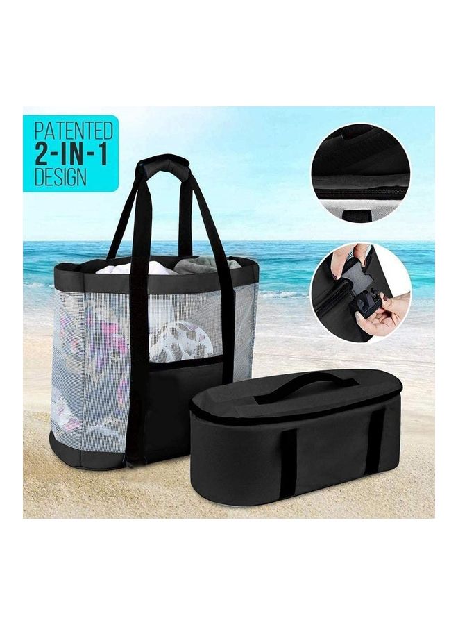 NIBEMINENT 2-In-1 Mesh Beach Picnic Bag With Insulated Cooler Compartment - Image 1