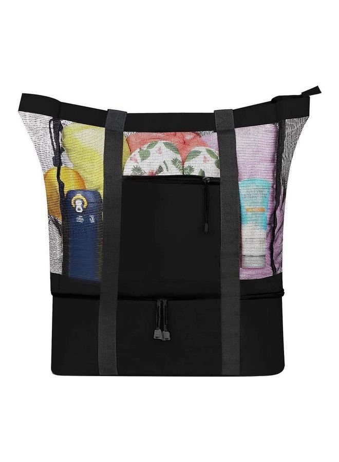 NIBEMINENT 2-In-1 Mesh Beach Picnic Bag With Insulated Cooler Compartment - Image 2