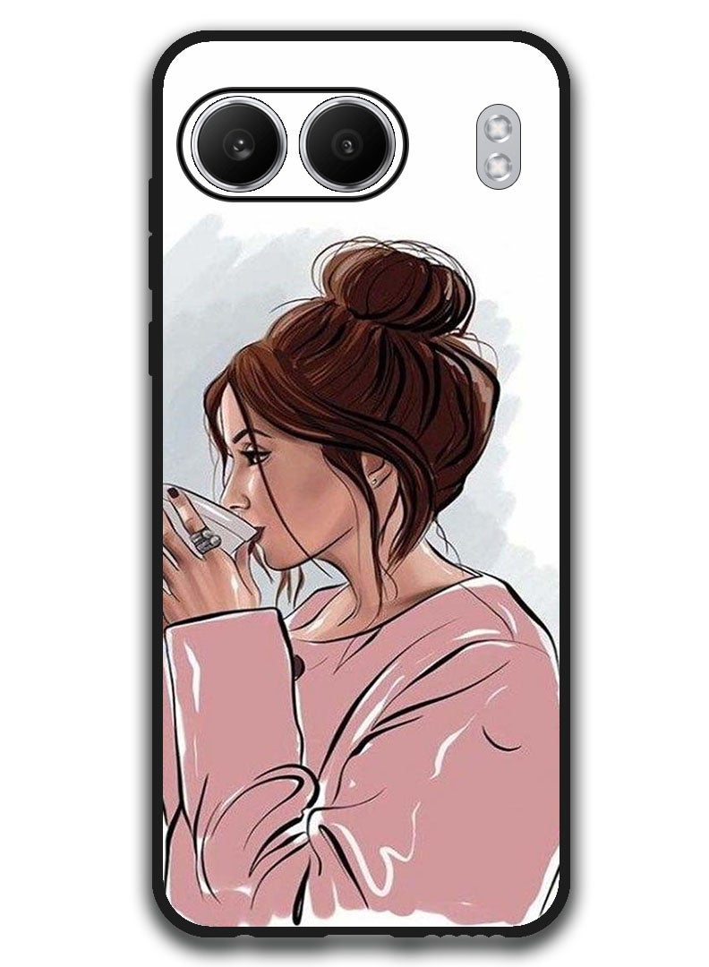 Theodor Protective Case Anti Scratch Shock Proof Bumper Cover For OnePlus Nord 4 Girl Drinking Coffee 1 - Image 1