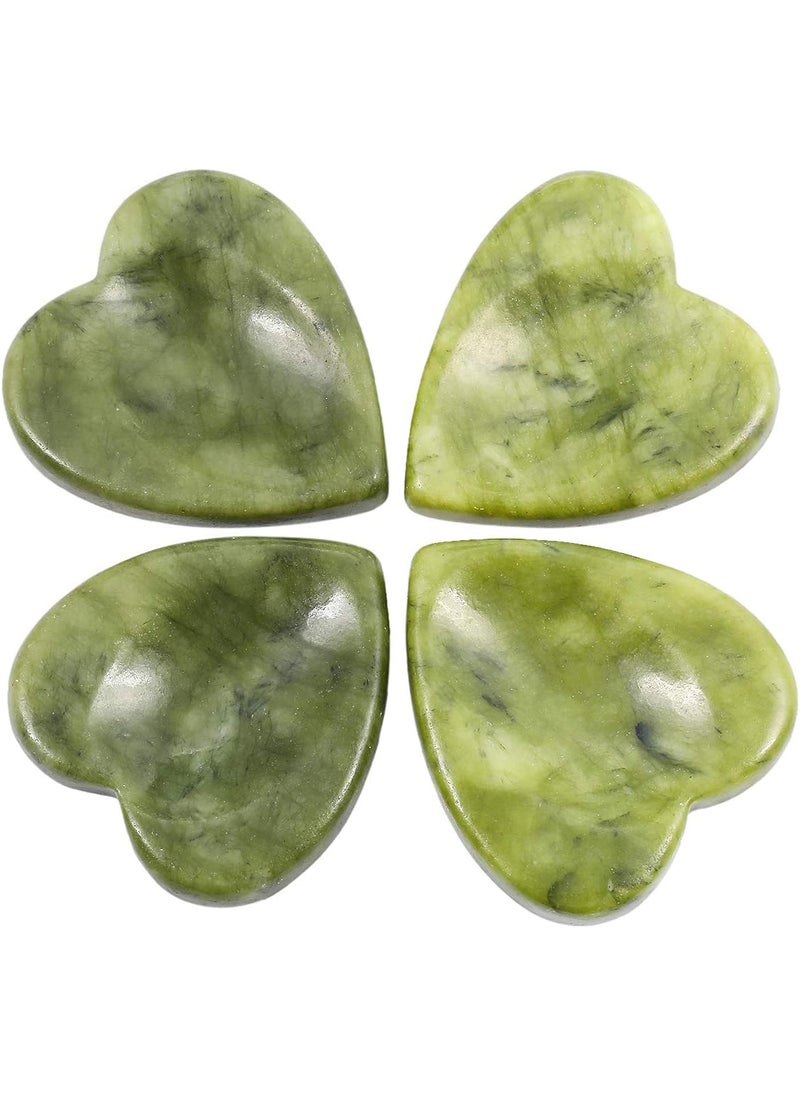 mookaitedecor mookaitedecor Green Jade Thumb Worry Stone, Pocket Palm Stones Crystal Healing Reiki Stress Relief Pack of 4, Heart Shape 