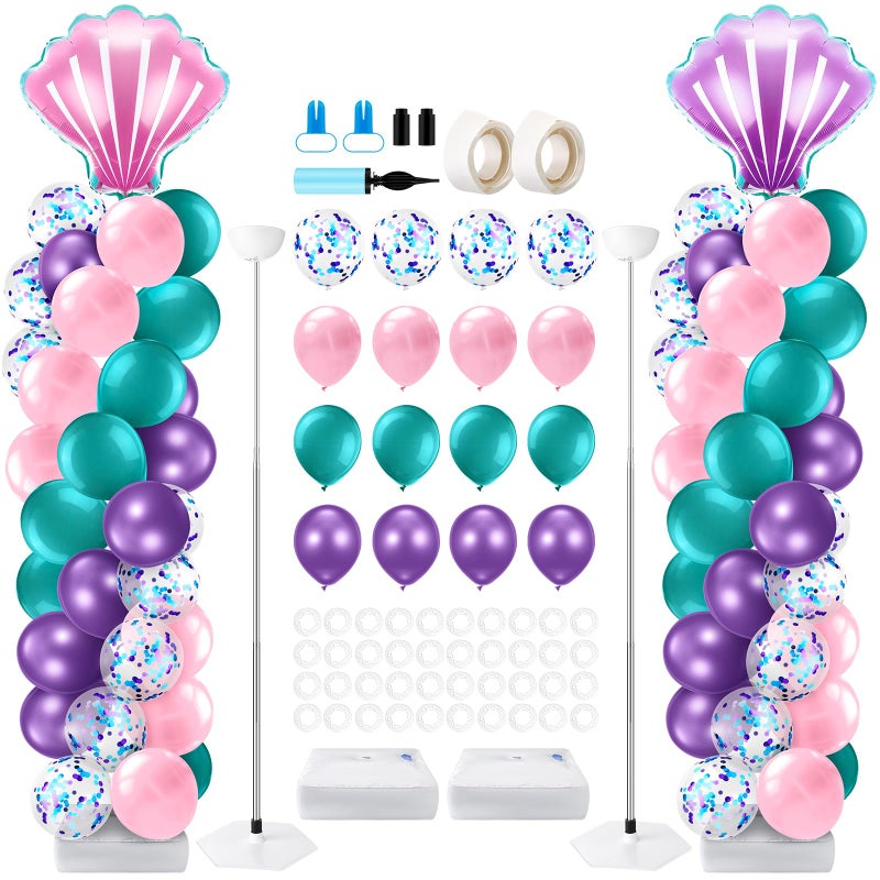 Kasyat 2 Set Mermaid Balloon Column Stand Kit Adjustable Mermaid Balloon arch kit for Wedding Baby Shower Birthday Party decoration Supplies - Image 3