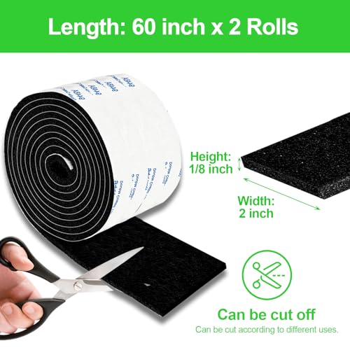 PremiFix Felt Strips with Adhesive Backing, Adhesive Felt Strips, 2 Felt Rolls 2X 60 Inches Black, Felt Tape with Adhesive Backing, Furniture Felt Strips - Image 5