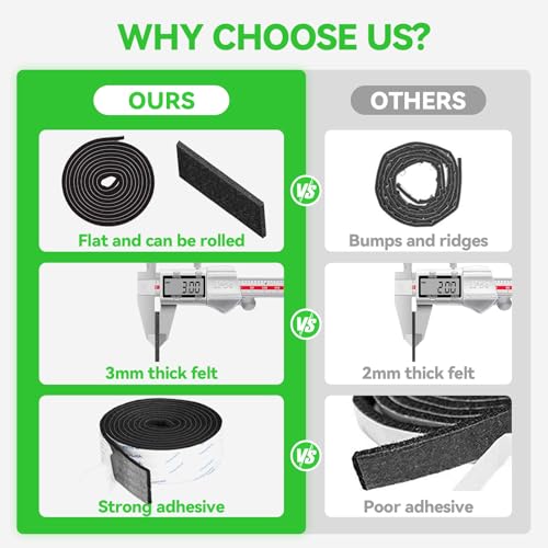 PremiFix Felt Strips with Adhesive Backing, Adhesive Felt Strips, 2 Felt Rolls 2X 60 Inches Black, Felt Tape with Adhesive Backing, Furniture Felt Strips - Image 2
